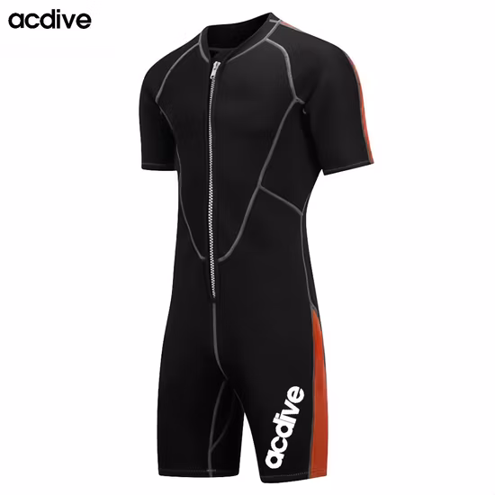 En stock, envío rápido, traje de neopreno de manga corta de 2mm para hombre, traje de buceo para surfear
